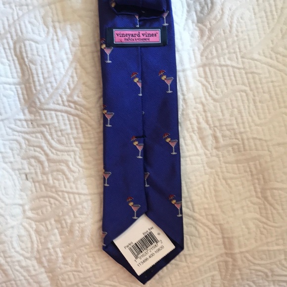 Vineyard Vines Martini Partini Blue Bay Silk Tie - Picture 3 of 4